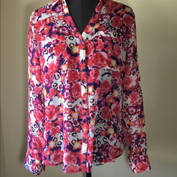 Express Tops - Express Portofino Semi-Sheer Shirt